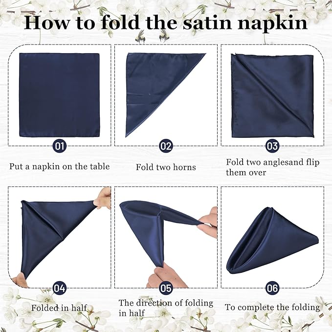 Bailarina 80 Pack Navy Blue Satin Napkins,17x17 Inches Wedding Napkins Square Soft Silky Table Napkins Bulk Decorative Elegant Cloth Napkin for Party Decoration, Banquet,Wedding,Graduation