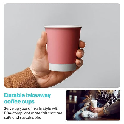 Tossware GO 12 oz Double Wall - Mix Color Paper Cup Set - Premium Quality Food Safe - For Hot & Cold Drinks - Disposable & Recyclable - Perfect for Parties, Home & Office - Set of 100