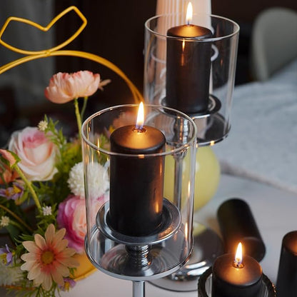 Set of 20 | 2-Inch Wide x 4-Inch Tall Black Pillar Candles - Decorative Unscented Pillar Candles, Long Burning Dripless Candle for Home Decor, Smokeless Large Pillar Candle for Wedding.