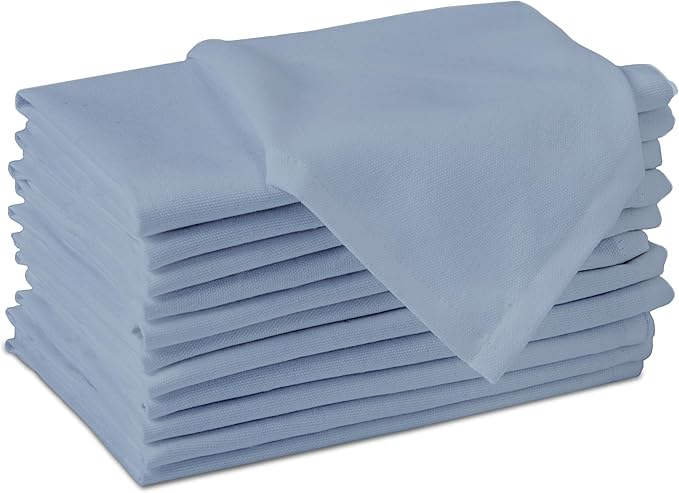 Encasa XO B Grey Cloth Napkins Set of 12, 17"x17" | Solid Color Cotton Dinner Napkins | Washable & Reusable Napkins for Dining Table Fall Decoration, Holiday & Christmas Festivals