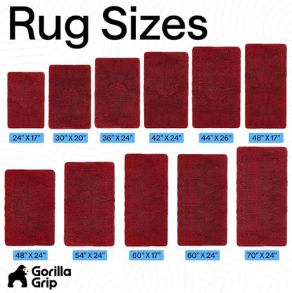 GORILLA GRIP Bath Rug Mat 60x24, Thick Soft Absorbent Chenille, Quick Dry Microfiber Mats, Rubber Backing Washable Shower Floor Rugs, Bathmat Runner, US Designed Bathroom Home Decor Accessories Red