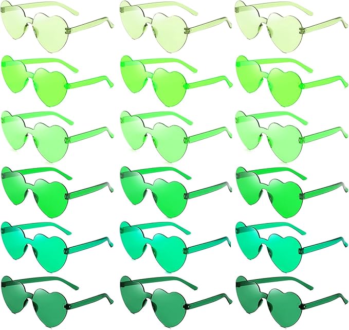 SUNOVELTIES 18 Heart Shape Rimless Sunglasses Transparent Candy Color Party Glasses Colored Eyewear for Women