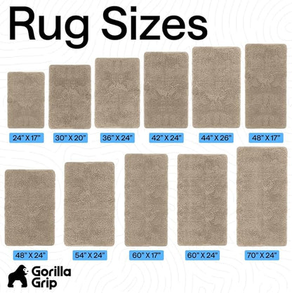 GORILLA GRIP Bath Rug Mat 30x20, Thick Soft Absorbent Chenille, Quick Dry Microfiber Mats, Rubber Backing Washable Shower Floor Rugs, US Designed Bathroom Bathmat Home Decor Accessories, Gray Beige