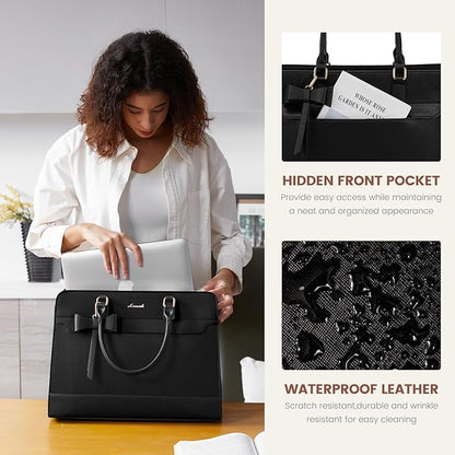 LOVEVOOK Laptop Tote Bag for Women,Leather Work Bag, Waterproof Business Teacher Bag,Large Computer Handbag Purse Briefcase,Office Gifts for Women
