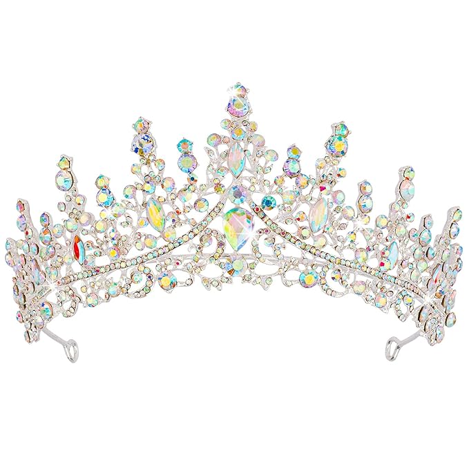 COCIDE Silver Tiara and Crown for Women Crystal Queen Crowns Princess Rhinestone Tiaras for Girl Bride Wedding Hair Accessories for Bridal Birthday Party Prom Halloween Costume Cosplay