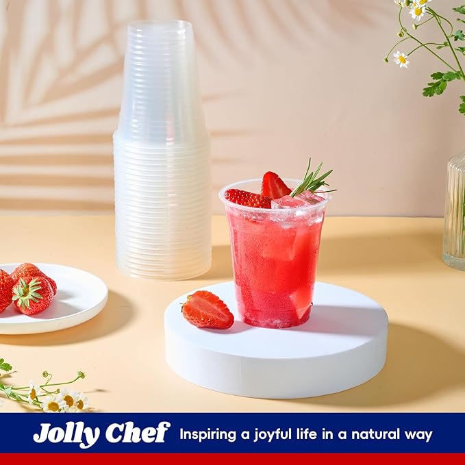 JOLLY CHEF 1000 Pack 12 oz Clear Plastic Cups, Disposable Cups Drinking Cups for Ice Coffee, Milkshake, Cold Drinks