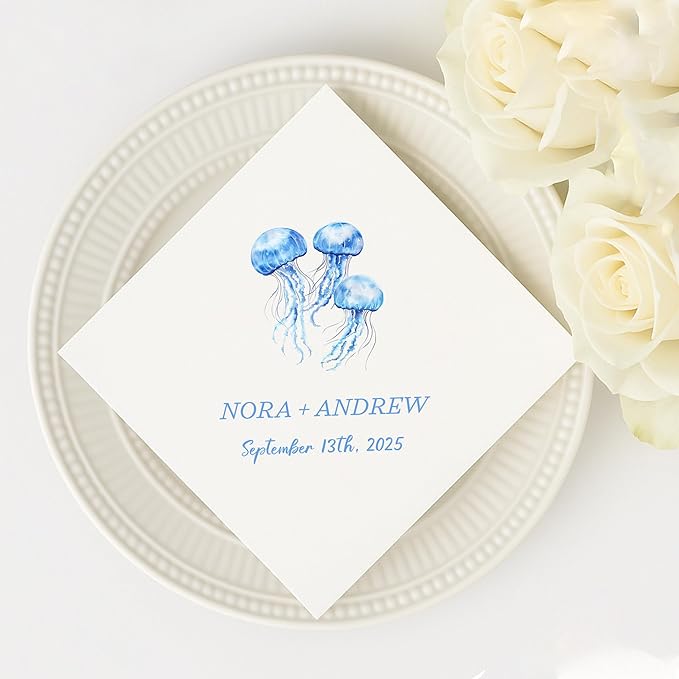 Luxury Custom Cocktail Napkins Wedding, Pack 50 100 150 500 Anniversary Party, Monogram Initials, Rehearsal Dinner Table Decor, Beverage & Luncheon, Saga Green, White Decor Style 5
