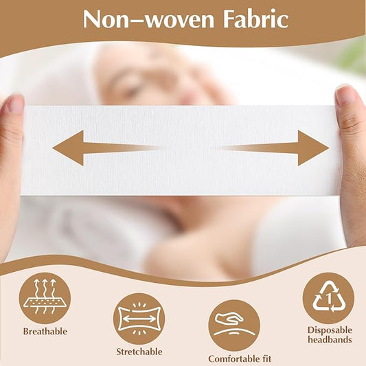 100 PCS Disposable Hairband for Women, Non-woven Fabric Spa Headband for Makeup, Travel, Securing Hair during Facial