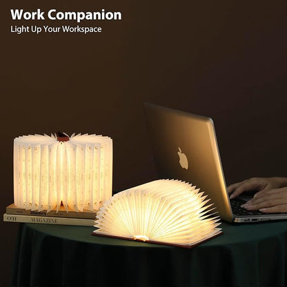 Magic Truth Book Light - Rechargeable LED Book Lamp for Home Decor, Ideal Christmas & Bookworm Gifts with Gold Foil Embossed Cover, Warm White Light for Entertainment & Relaxation (Red)
