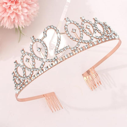 CIEHER 2nd Birthday Crown and Sash, It's My 2 Bday Sash, 2nd Birthday Decorations Rose Gold
