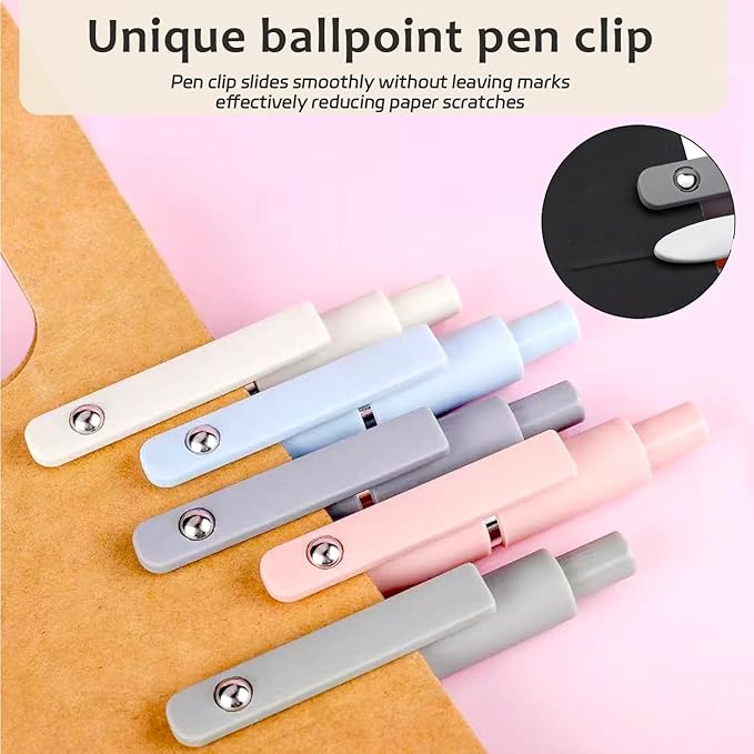Gel Pens, 5Pcs 0.5mm Fine Point Pens With Smooth Writing, Quick Dry Aesthetic Pens For Journaling, Ballpoint for Office Writing Supplies, Gifts for Women and Men (Morandi)
