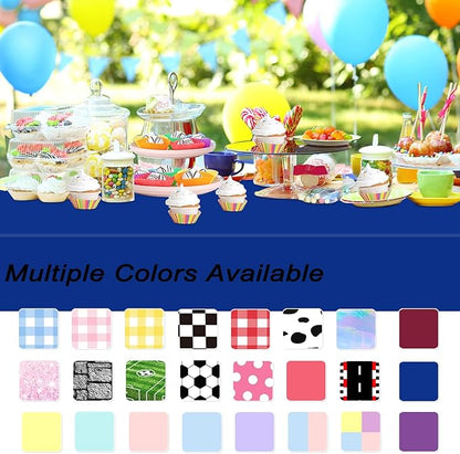 WNINK 2 Pack Royal Blue Tablecloths Disposable Table Covers 54" x 108" Table Cloths for BBQ Birthday Picnic Bridal Shower Wedding Plastic Table Cloths for Parties Fits 6 to 8 Foot Rectangle Tables