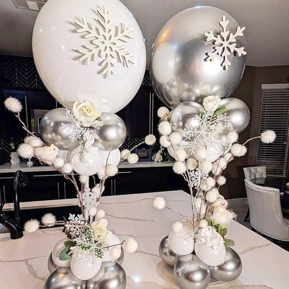 162pcs White and Silver Balloons Arch Kit, Different Sizes White Metallic Silver and Confetti Balloons for Winter Wonderland Wedding Baby Shower Birthday Party Decorations