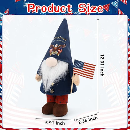250th Anniversary America 4th of July Patriotic Gnome Plush Decoration Fourth of July Gnome Figurines for Office Home Desk Table Decor for Independence Memorial Day Labor Day