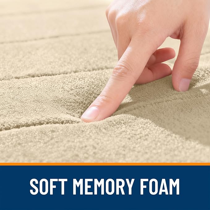 OLANLY Memory Foam Long Bathroom Rugs Runner 70x24, Super Soft Absorbent Bath Mat, Quick Dry, Machine Washable Shower Floor Rugs, Bathmat Carpet, Bathroom Home Decor Accessories, Beige