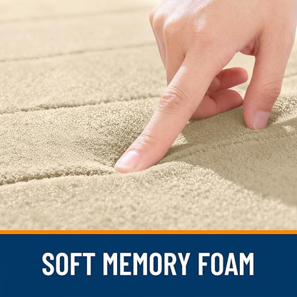 OLANLY Memory Foam Bath Mat 44x24, Super Soft Absorbent Bathroom Rugs, Quick Dry, Machine Washable Shower Floor Rugs, Bathmat Carpet, Bathroom Home Decor Accessories, Beige