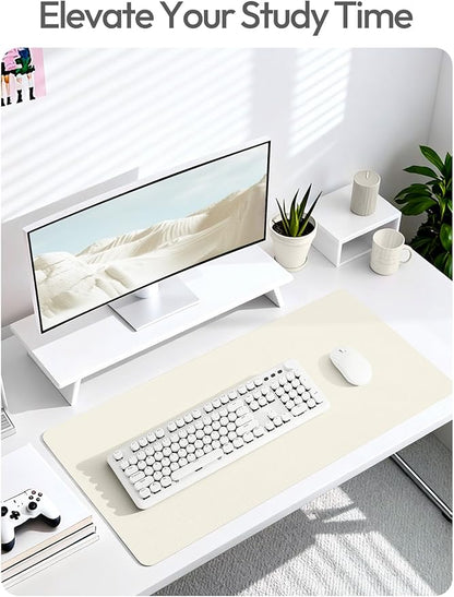 YSAGi Leather Desk Protector, Office Mat, Large Mouse Mat, Non-Slip PU Leather Blotter, Laptop Desk Mat, Waterproof Writing Pad for Office and Home (Cream, 31.5" x 15.8")