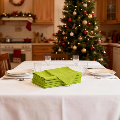 Encasa XO Lime Green Cloth Napkins Set of 6, 17"x17" | Solid Color Cotton Dinner Napkins | Washable & Reusable Napkins for Dining Table Fall Decoration, Holiday & Christmas Festivals