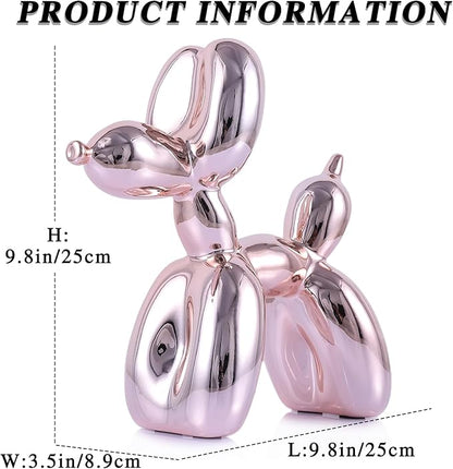 Balloon Dog Sculpture Modern Home Decor Collectible Figurines Funky Statues for Bedroom Trendy Animal Decor for Coffee Table Living Room Decor, 9.8*9.8*3.5inch, Pink