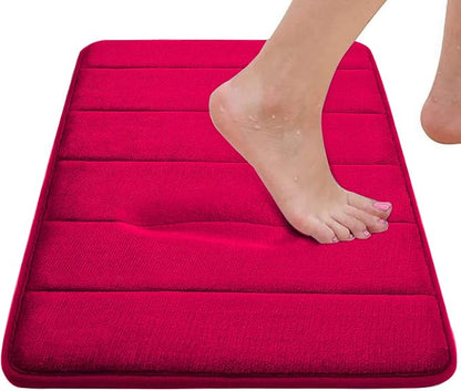 Christmas Bathroom Rugs Red Bath Mats for Bathroom Comfort Memory Foam Bath Rug Set 3 Piece Non-Slip Bath Mat Set,Absorbent Shaggy Toilet Rugs Perfect Plush Rug,Bathrom Carpets for,Tub,Shower