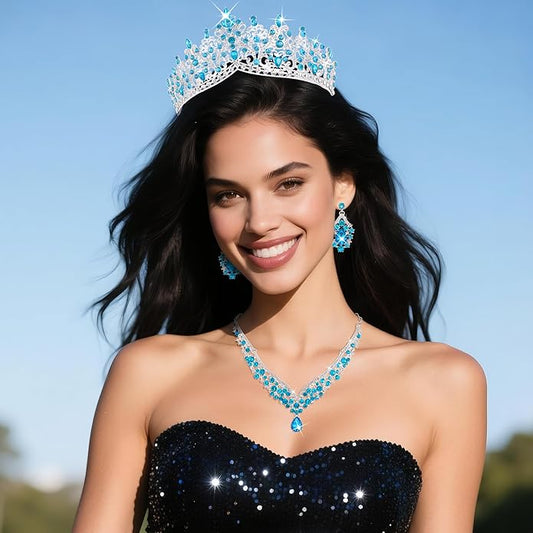 Kamirola Tiaras and Crowns for Women,Tiaras Earrings Necklace, Crystal Bridal Jewelry Set, Costume Party Halloween Prom Pageant Jewelry for Women TR80