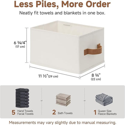 StorageWorks Closet Organizer Storage Baskets, Storage Bins for Shelves, Fabric Organization and Storage, Foldable Closet Organizer for Clothes, Ivory White, 3-Pack, Small