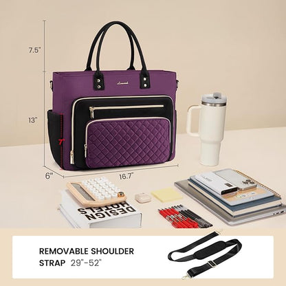 LOVEVOOK Teacher Tote Bag for Women Work, Nurse Bags With Large Cup Holder Laptop Bag With Laptop Compartment, Professional Computer Briefcase Business Purses, Diaper Bag Mother Gift, 15.6 Inch