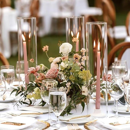 6 Pack Glass Cylinder Vases 14 Inch Tall Clear Flower Vase for Centerpieces, Hurricane Floating Candle Holder Wedding Decorations, Floral Vase Bulk for Table Shelf Party Home Deco (14 x 3.35 Inch)