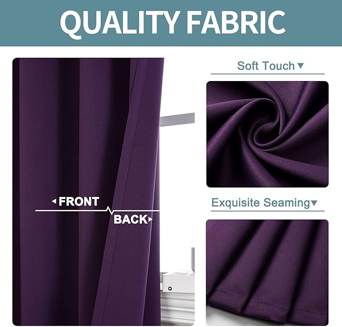 ChrisDowa Room Divider Curtain 90 Inches Long, Wide Blackout Sliding Door Curtain for Bedroom, Room Darkening Privacy Window Curtain for Patio Door (1 Panel Set, Royal Purple, 100 x 90 Inch)
