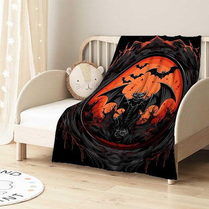 Firmiso Bat Blanket, Goth Throw Blanket for Men and Women, Gothic Gifts for Halloween, Spooky Home Decor for Couch and Living Room, Fade Resistant, Hand or Machine Wash, 40×50 Inches
