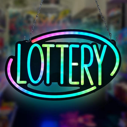 LOTTERY LED Neon Sign for Business,16x9 inch LOTTO Smoke Shop Sign RGB Bright Led for Window Wall Door Convenience Grocery Store Gas Stations