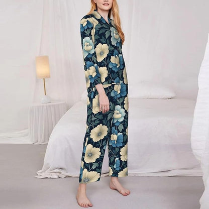 Retro Bee And Floral Women'S Pajama Sets Ultra-Soft Printed Sleepwear
