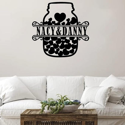 Customized Heart Metal Sign, Couple Metal Name Sign, Metal Wall Art Decor, Family Wall Decor, Outdoor Metal Sign, Personalized Family Name Sign,Wedding Anniversary Wedding Gifts Metal Art, Wall Décor