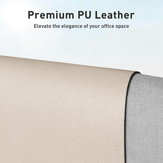 Aothia Faux Leather Desk Mat - Non-Slip PU Leather Desk Blotter, Waterproof Writing Surface, Large Desk Pad for Office & Home (Eggshell, 55" x 17")
