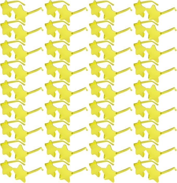 NACHLYNN 36 Pcs Rimless Star Shaped Sunglasses Yellow Pentagram Glasses Transparent Sunglasses Thanksgiving Day Party Favor