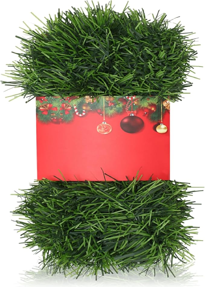 33 ft Green Christmas Garland Decorations Artificial Greenery 3.5" Wide Pine Garland PVC Soft Christmas Decorations for Indoor Outdoor Tree Stair Banister Fireplaces, 1 Pcs, 33 ft Each