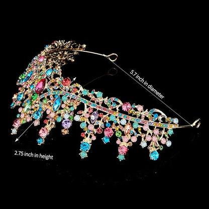 TOBATOBA Tiaras for Women, Multicolor Tiara Gold Crowns for Women, Wedding Tiara for Bride Queen Crown, Royal Princess Quinceanera Headpieces for Birthday Prom Pageant Halloween Cosplay Accessories