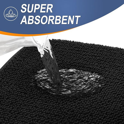 OLANLY Thick Memory Foam Bath Mats Rugs 45x27, Extra Soft Absorbent Bathroom Rug, Quick Dry Bath Mat, Non-Slip, Machine Washable Carpet for Bathroom, Tub and Shower, Home Decor Accessories, Black
