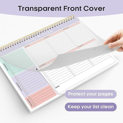 Taja Weekly To Do List Notepad with 52 Undated Sheets（8.5"×11"）- Weekly Desk Planner for Women & Man, Work and Home -1 Pack Violet Dream