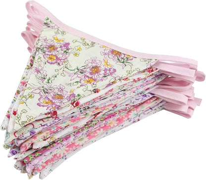 10M/32Ft Triangle Bunting Banner, 36 Pcs Cotton Fabric Flags Pennant Garlands for Birthday Party, Wedding, Baby Shower, Outdoor and Home Decorations (Pink)