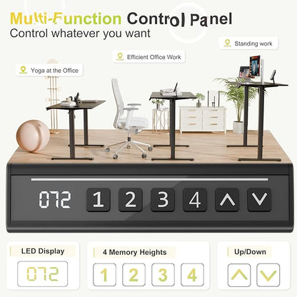 Furmax Electric Standing Desk, 40 x 24 Inches Sit Stand up Desk, Sit Stand Height Adjustable Home Office Desk with 4 Height Position Memory - with Splice Board (Black, 40)