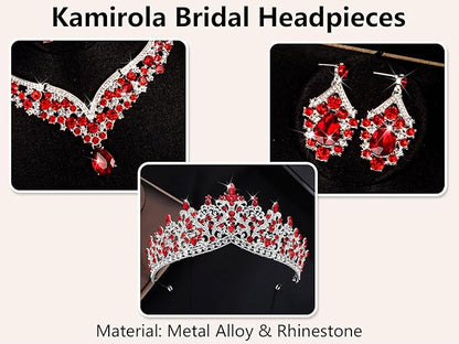 Kamirola Tiaras and Crowns for Women,Tiaras Earrings Necklace, Crystal Bridal Jewelry Set, Costume Party Halloween Prom Pageant Jewelry for Women TR80