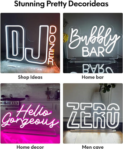 Tabletop Custom Neon Sign, Personalised Free Stand Led Neon Sign with Acrylic Base, for Business, Studio, Boutique, Salon, Barbershop, Home Decor,Bar
