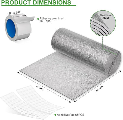 Reflective Insulation Sheet, Window Insulation for Winter, Aluminum Foil Cotton Layer for Keep Warm, 59"（W) x 99"Window Insulation Kit