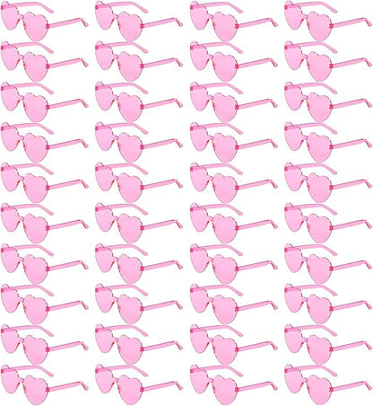 40 Pairs Heart Shaped Sunglasses Bulk, Colorful Rimless Fun Heart Sunglasses for Women Party Favors
