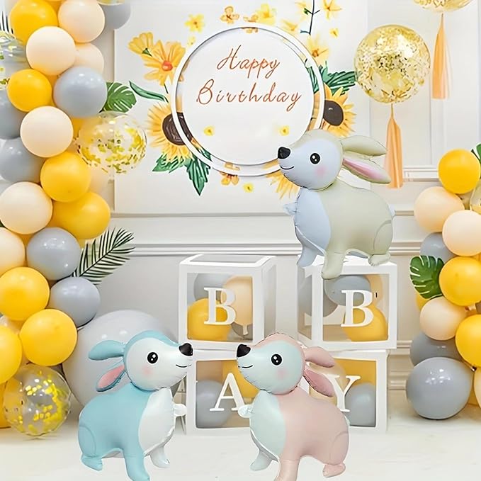 Adorable Woodland Bunny 23" Foil Party Balloons,Light Blue Cartoon Rabbit Balloons Decorations,Animals Theme Birthday Party, Baby Shower, Gender Reveal,Easter,Set of 2