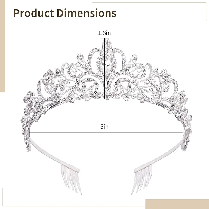10 Pcs Crystal Tiara and Crowns for Women, Silver Rhinestone Crowns, Princess Headbands, Bride Tiaras for Wedding, Birthday, Parties