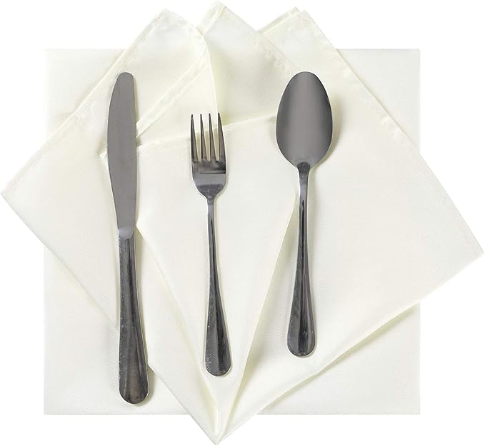 Cloth Napkins 20x20 inch Washable Polyester Dinner Napkins Soft Table Napkins for Wedding Party Dining Banquet(Ivory,12PCS)