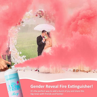 Giant Gender Reveal Fire Extinguisher Color Blasters: 2 Pcs Pink Blaster Only for Baby Girl with Pink Smoke suitable Gender Reveal Party Decorations - Blasts 20+ Feet (Pink)