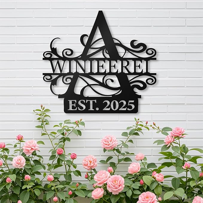 Custom Metal Sign with Monogram - Personalized Family Name Wedding Sign with EST Date - Split Letter Custom Sign, Rustic Wall Decor for Wedding, Anniversary, Couple Gift, Outdoor or Indoor Decor